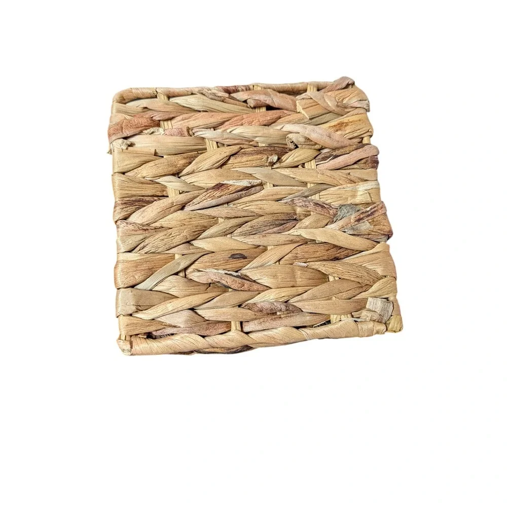 Natural Woven Water Hyacinth Basket Set Rectangular Tray and Square Organizer